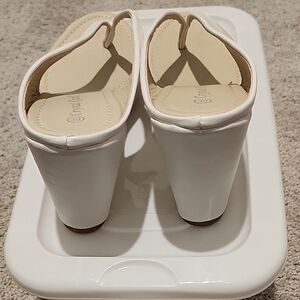 Chic White Platform Mules by Crystal Queen 4inch Heels